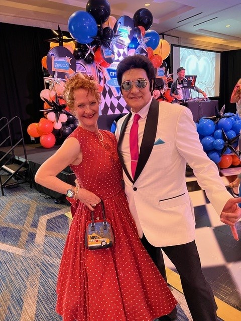 Lisa poses with “Elvis” at Dave Sparks’ birthday bash.